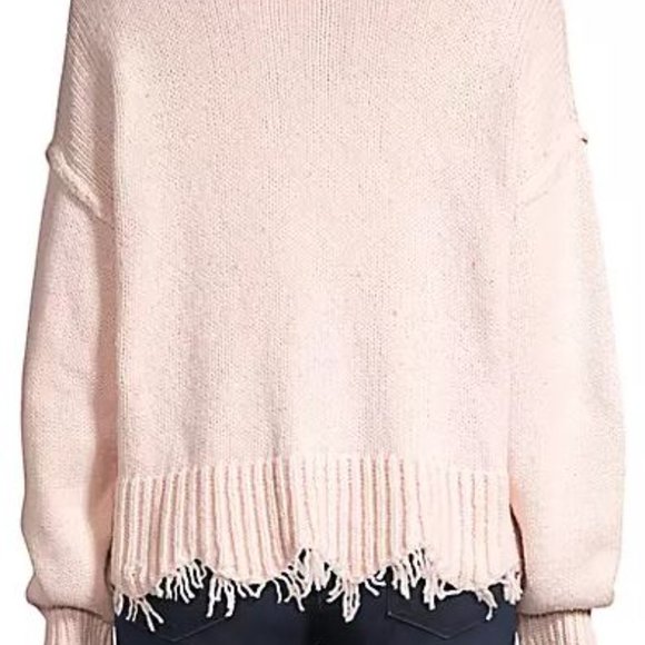 NWT WILDFOX Luna Lip Frayed-Hem Cotton Sweater Pink Small - Picture 12 of 13